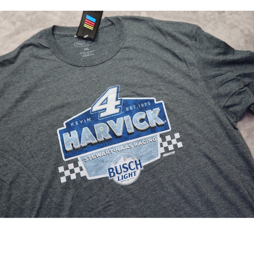 Kevin Harvick Busch Light Stewart Haas Racing NASCAR T Shirt‎ Mens 2XL Gray